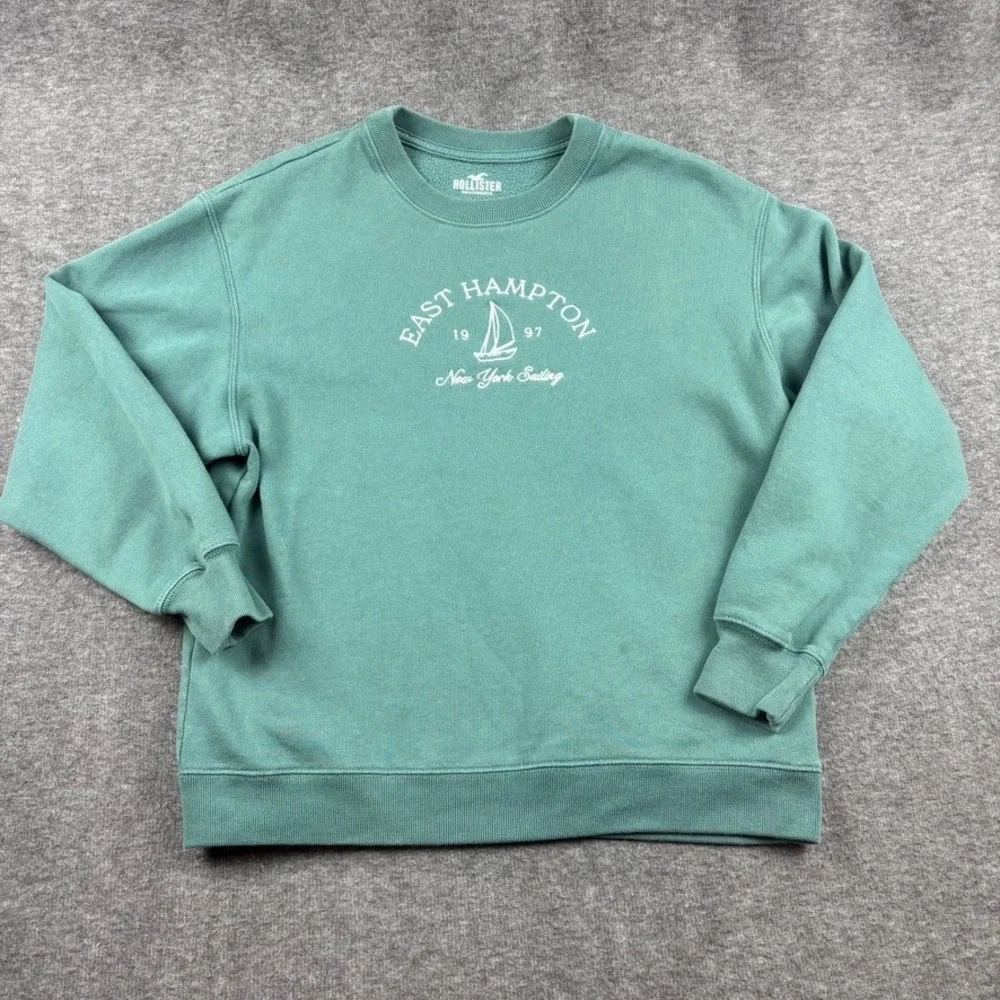 Hollister East Hampton New York Sailing‎ Sweatshirt XXS Crewneck Green Nautical
